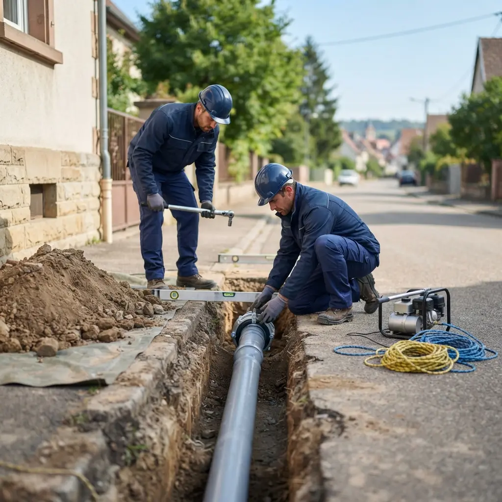 Notre méthode de raccordement au tout à l'égout à Bollwiller
