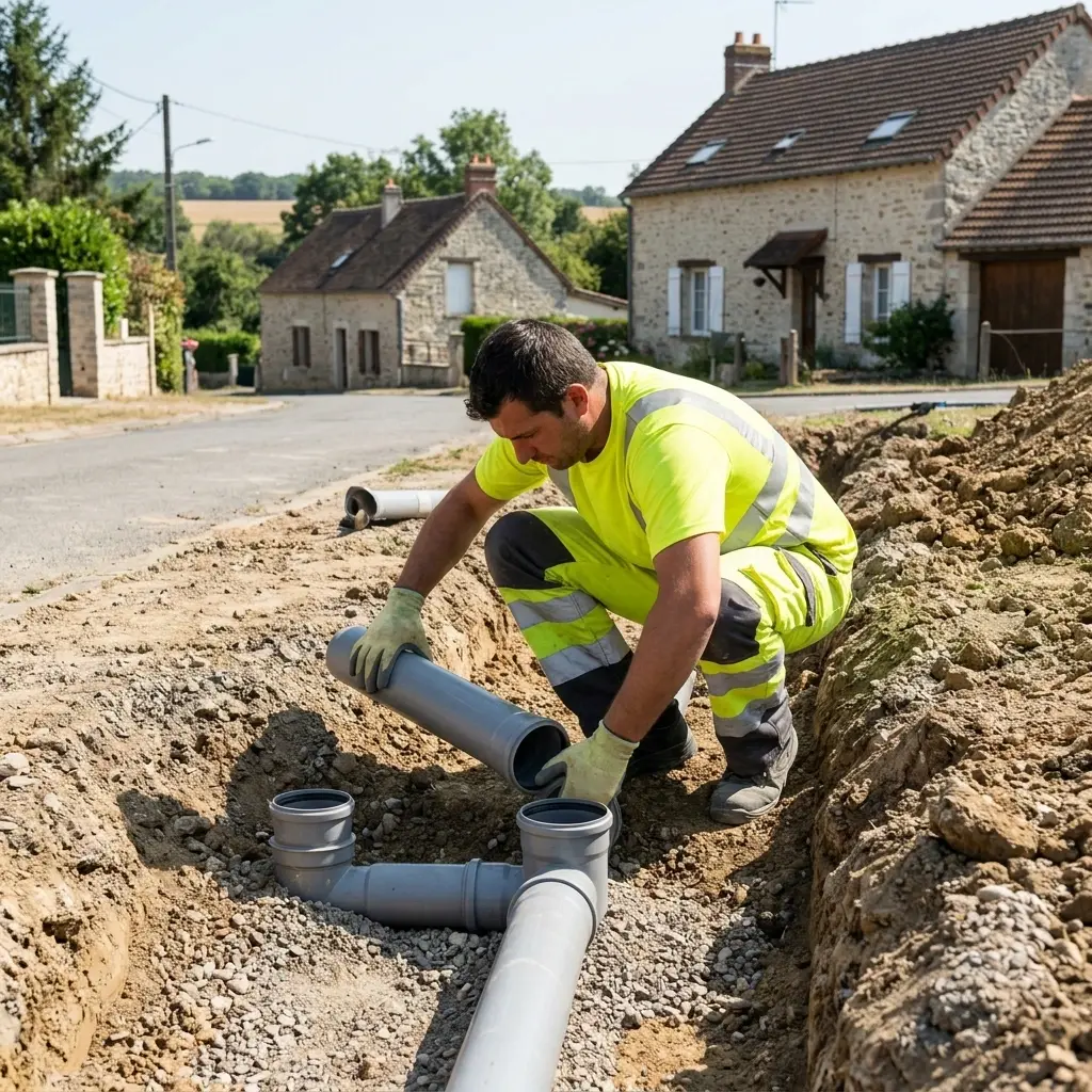 Raccordement au tout à l'égout Hermé (77114)