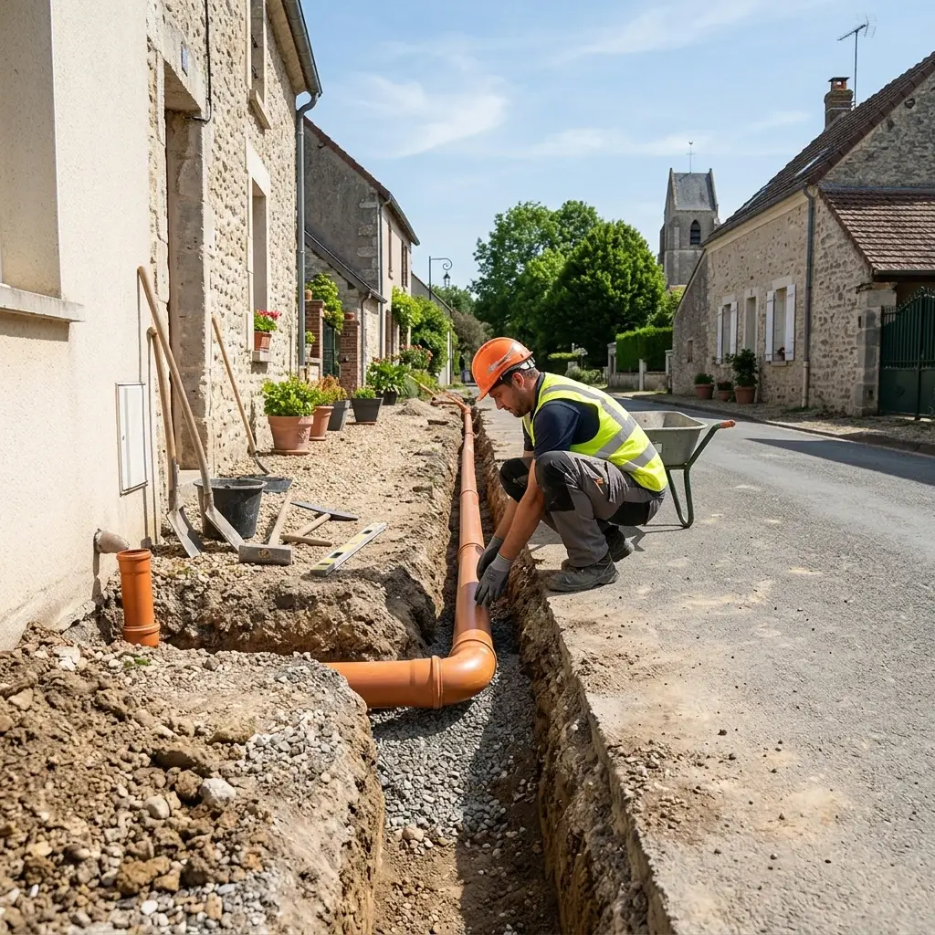 Raccordement au tout à l'égout Favières (77220)