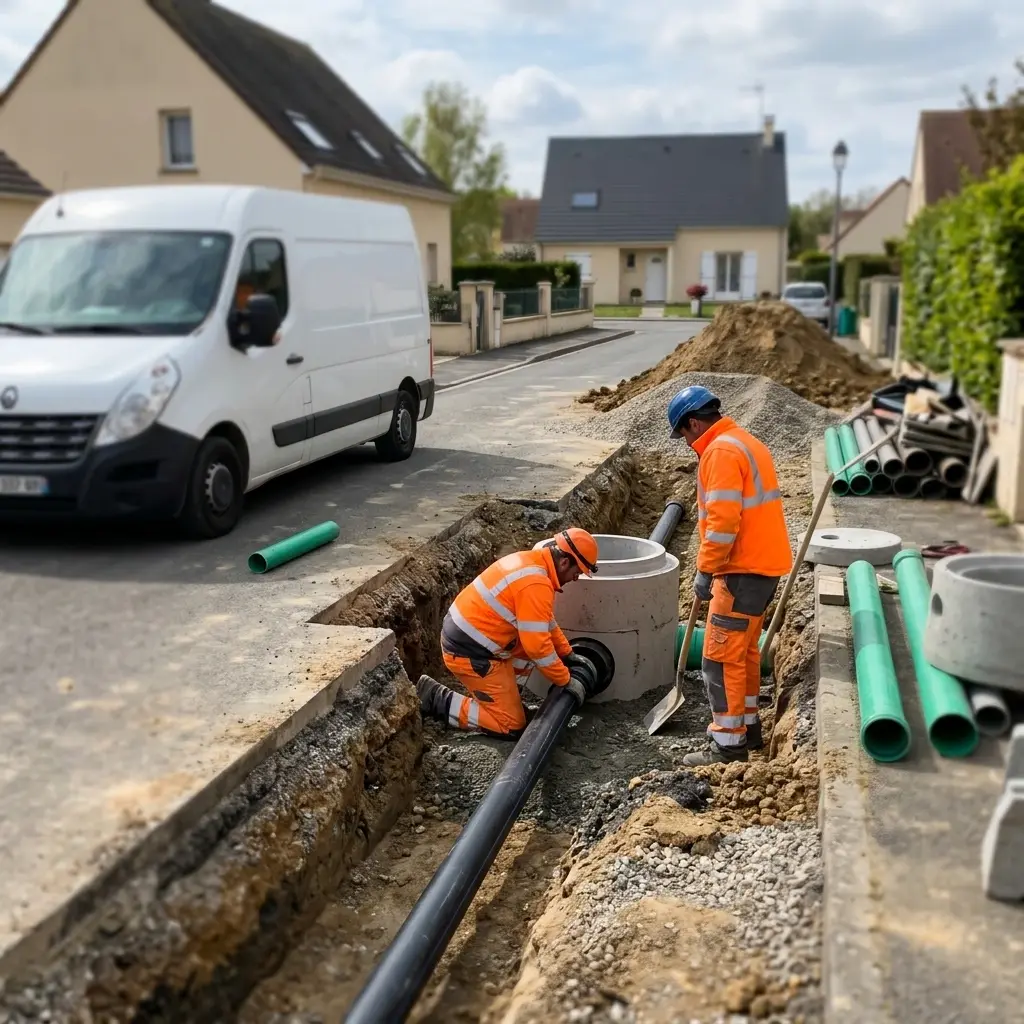 Raccordement au tout à l'égout Fouju (77390)