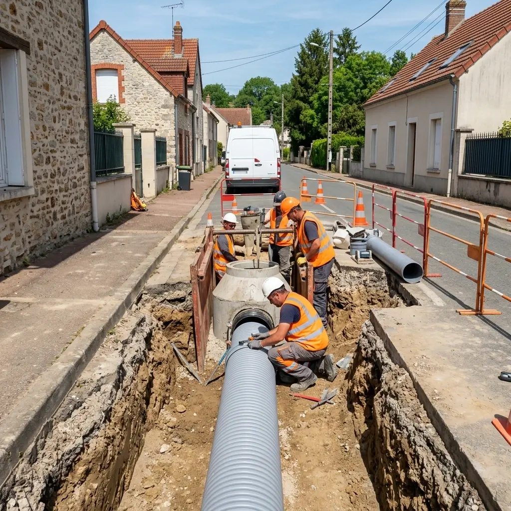 Comment se déroule le raccordement au tout à l'égout à Faremoutiers ?