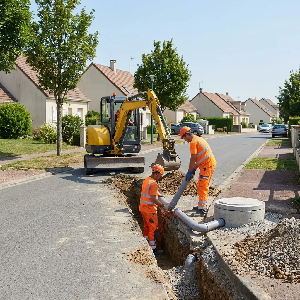 Raccordement au tout à l'égout Le Plessis-Feu-Aussoux (77540)