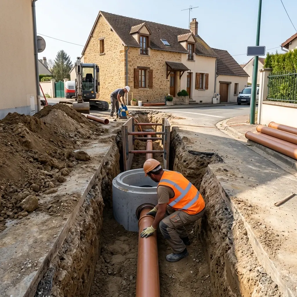 Raccordement au tout à l'égout Vaucourtois (77580)