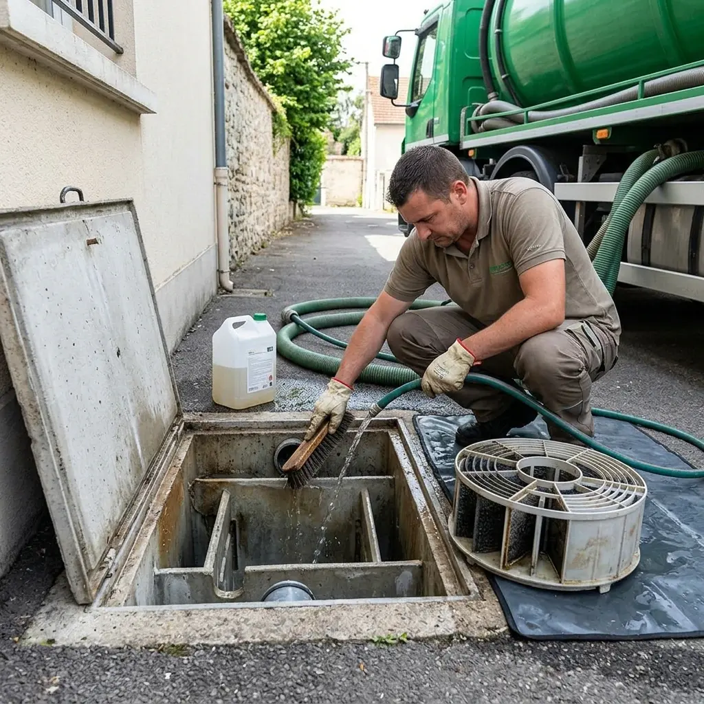 Comment se déroule une vidange de bac à graisse à Orly-sur-Morin ?